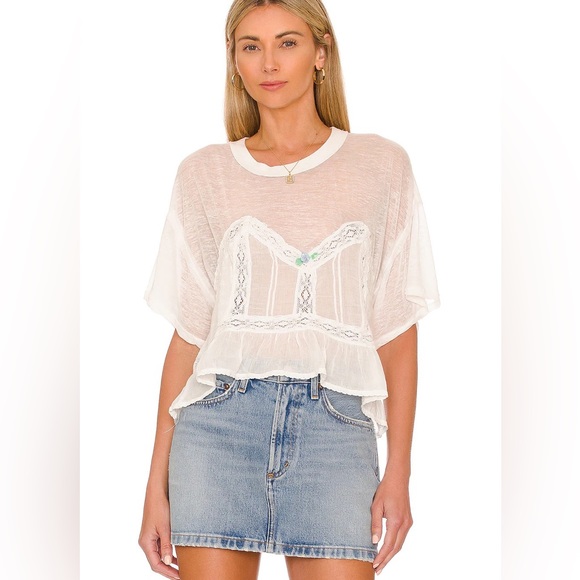 Free People Tops - Free People Fall in Love Tee | Ivory NWT